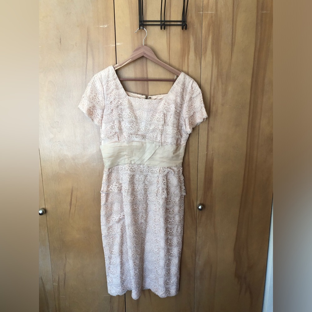 Elegant Lace Waistband Dress in Light Blush